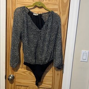 Abercrombie & Fitch Navy and cream Floral Top bodysuit